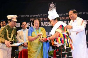 Manipur Governor Dr Najma Heptulla confer Akademi Award to renown artistses in Imphal