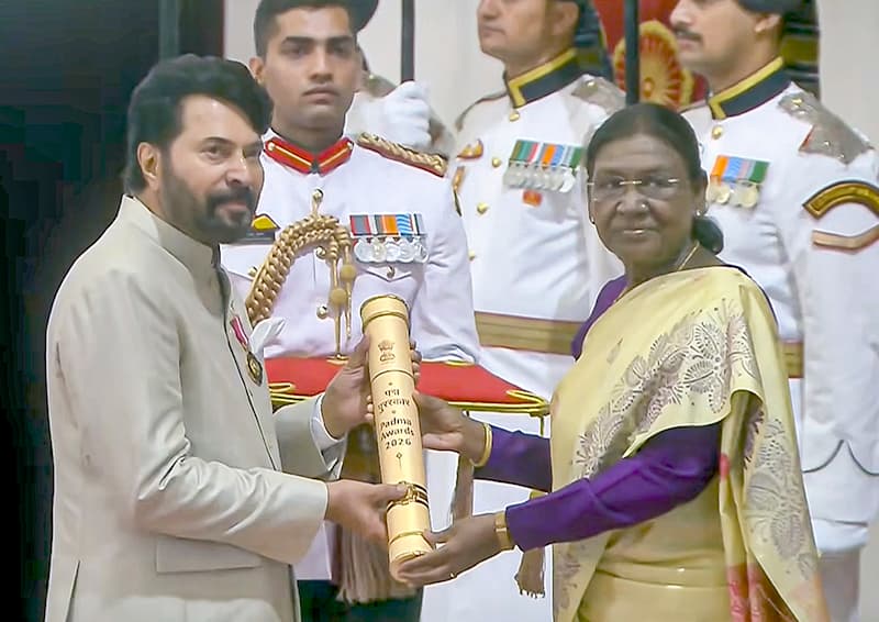 President Droupadi Murmu confers Padma awards to Mammootty, Satish Shah, Rohit Sharma