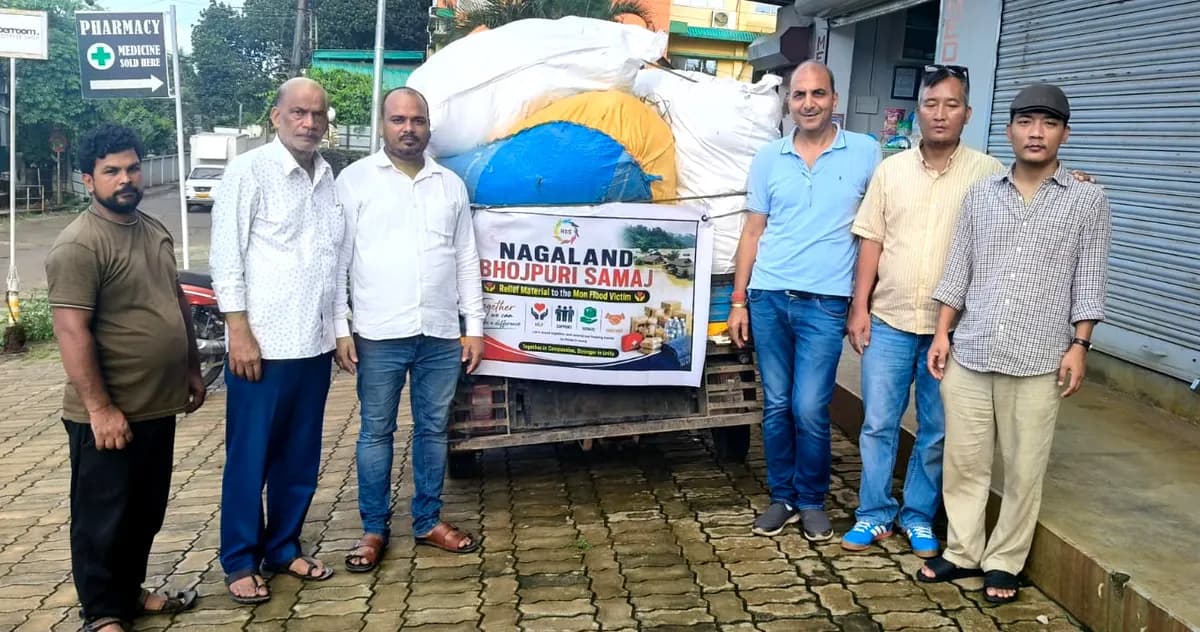 Nagaland Bhojpuri Samaj provides relief materials for Mon landslide and flood victims
