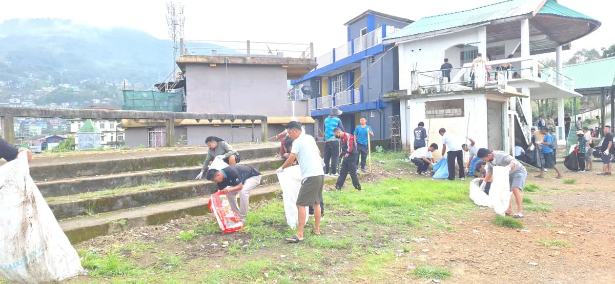 Lotha Youth Hoho conducts cleanliness drive at Wokha Public Ground