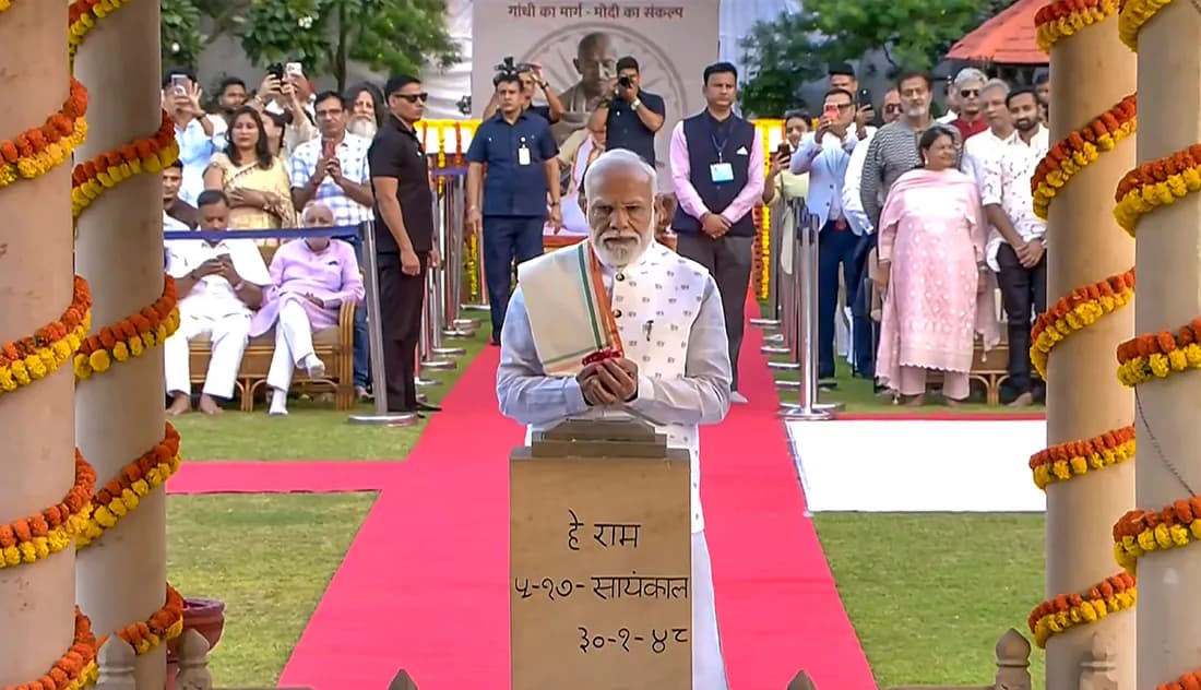 PM, LS speaker, Rahul pay tributes to Mahatma Gandhi, Lal Bahadur Shastri at Samvidhan Sadan