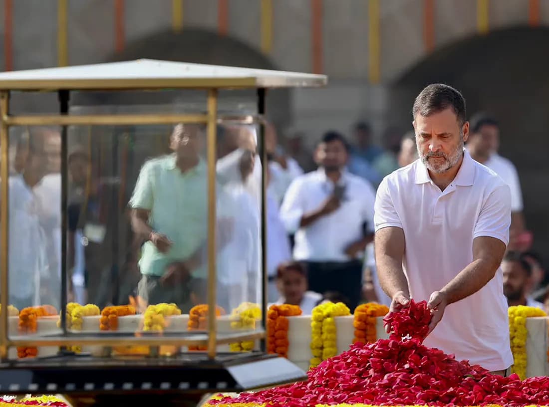 PM, LS speaker, Rahul pay tributes to Mahatma Gandhi, Lal Bahadur Shastri at Samvidhan Sadan